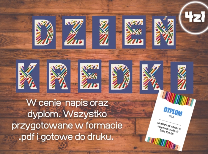 Dzień Kredki - napis + dyplom