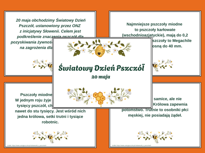 DZIEŃ PSZCZÓŁ – ciekawostki o pszczołach – wiosna – GAZETKA – biblioteka – świetlica – 13 stron – wersja 2