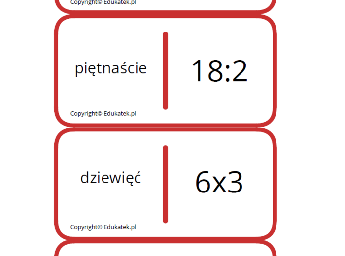Domino – utrwalanie tabliczki mnożenia i dzielenia
