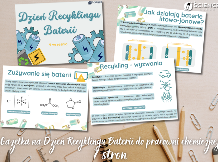 Gazetka na Dzień Recyklingu Baterii do pracowni chemicznej