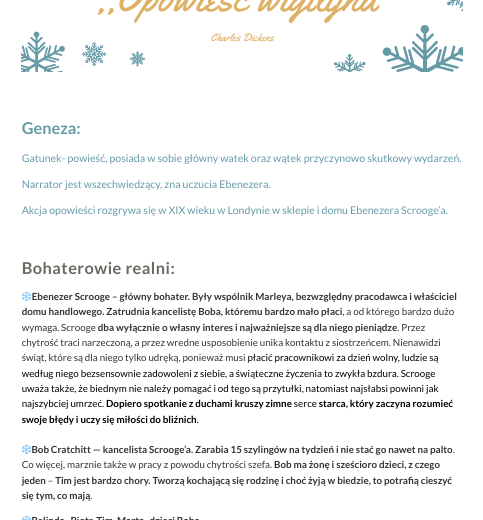 Opowieść Wigilijna- opracowanie