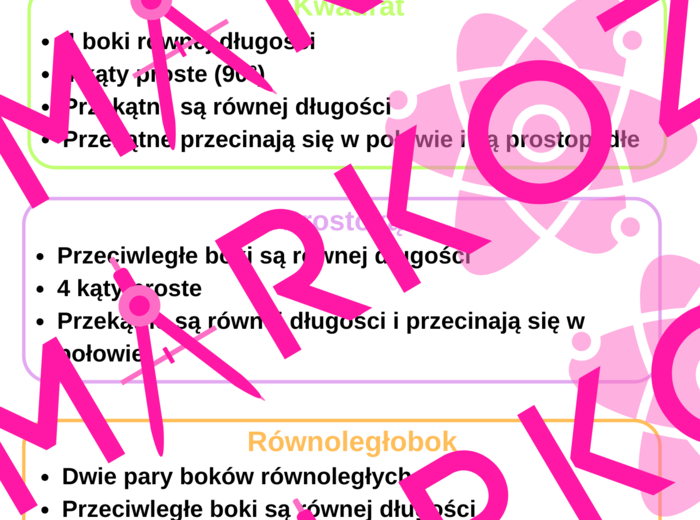 2 w 1: Fiszki i notatka - figury płaskie