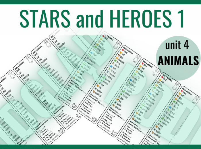 Stars and Heroes 1 unit 4 ANIMALS – zakładki do książki