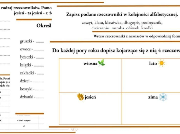 Rzeczownik - karty pracy (stacje zadaniowe)