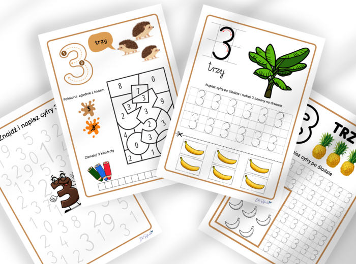 CYFRY 0-9 - ZESTAW - liczby, liczenie, pisanie, poznawanie, grafomotoryka, rozpoznawanie, motoryka mała, karty pracy, zerówka, klasa 1