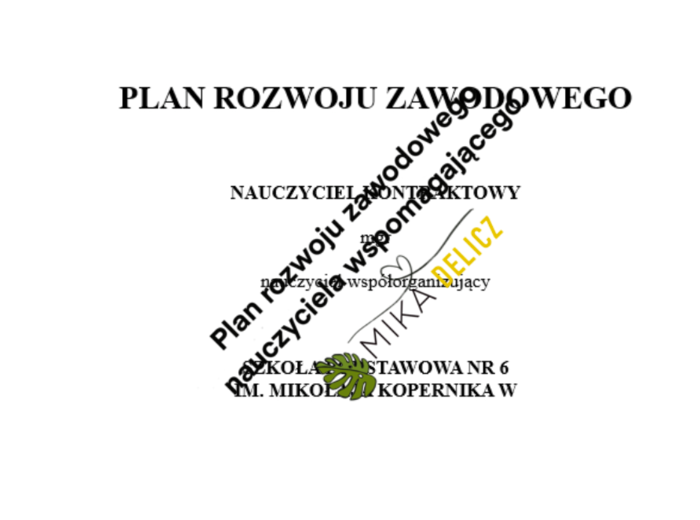 Plan rozwoju zawodowego nauczyciela wspomagającego