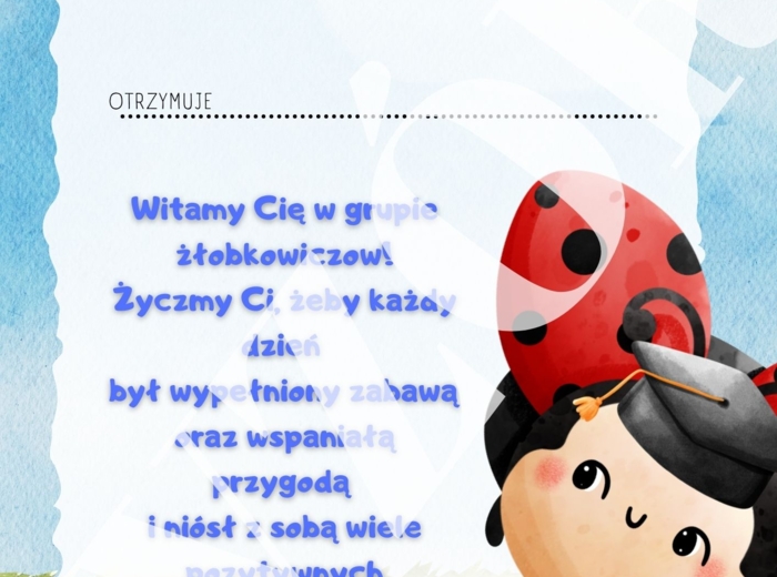 Biedronka- dyplomik pasowania na żłobkowicza