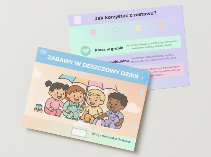 Zabawy w deszczowy dzień – zestaw kart obrazkowych