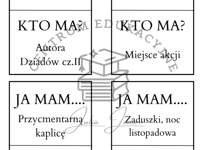 Dziady cz.II- E8, materiały na zajęcia