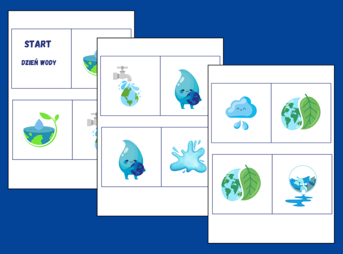 DZIEŃ WODY – ekologia - wiosna - DOMINO PODŁOGOWE – 26 szt. – biblioteka – świetlica – przedszkole