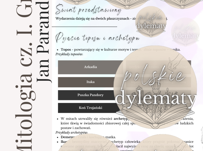 Jan Parandowski "Mitologia" cz. I Grecja - opracowanie maturalne (24 strony)