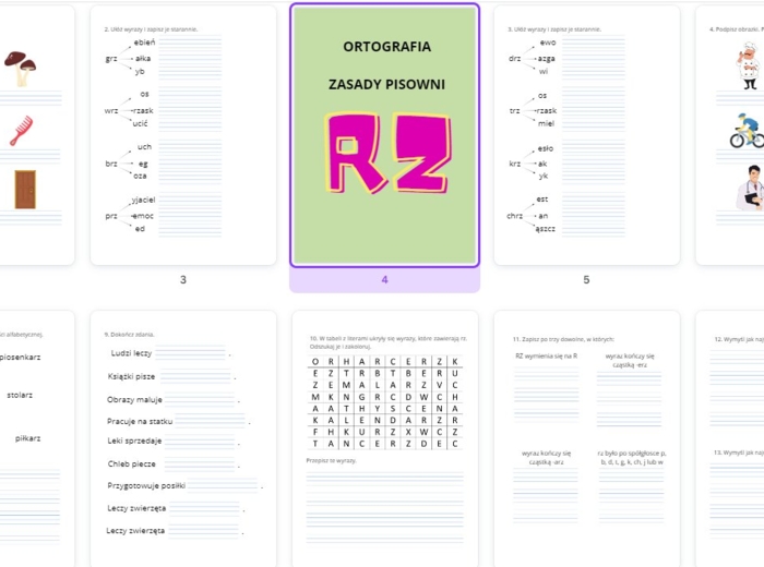 Ortografia RZ regułki + zadania