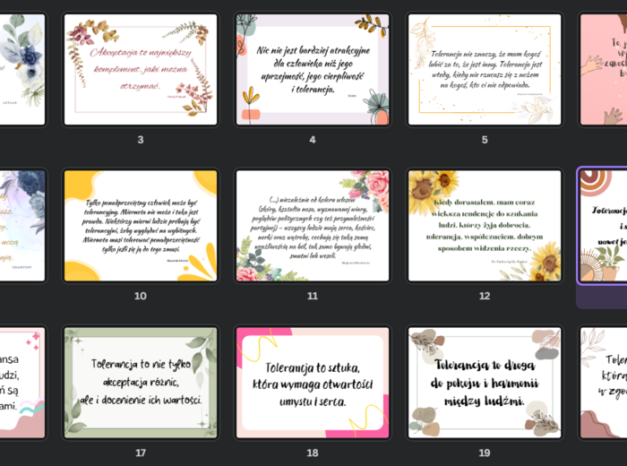 Tolerancja - plakaty z cytatami i aforyzmami