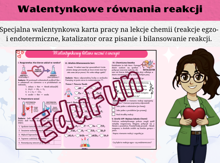 Zapisywanie i bilansowanie przebiegu reakcji chemicznej - reakcja endotermiczna i egzotermiczna oraz katalizator