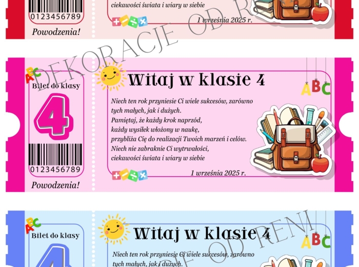 Powitalny Bilet do Klasy 4