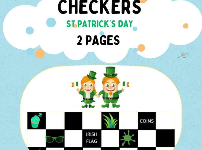 Checkers warcaby szachy gra planszowa Dzień Świętego Patryka St Patrick's Day. Dobra rozgrzewka językowa