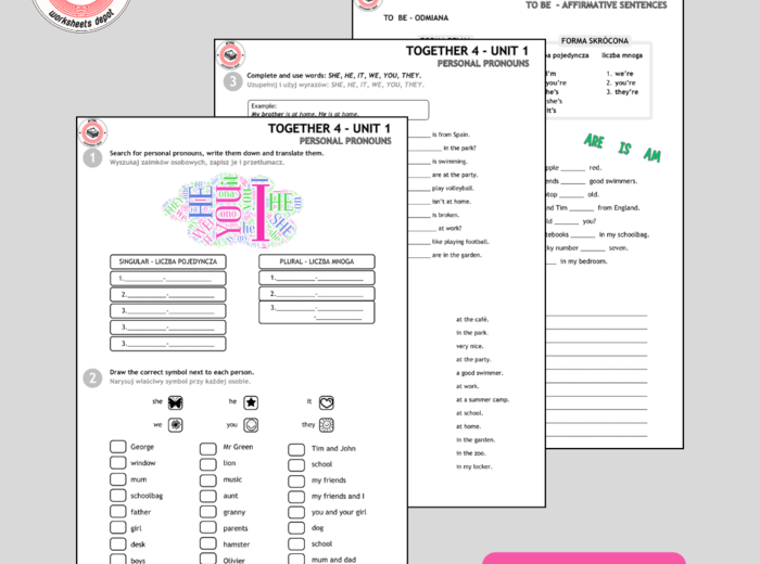 Together 4 Unit 1 - zestaw: Vocabulary Activities + Grammar Activites + Revision Board Game