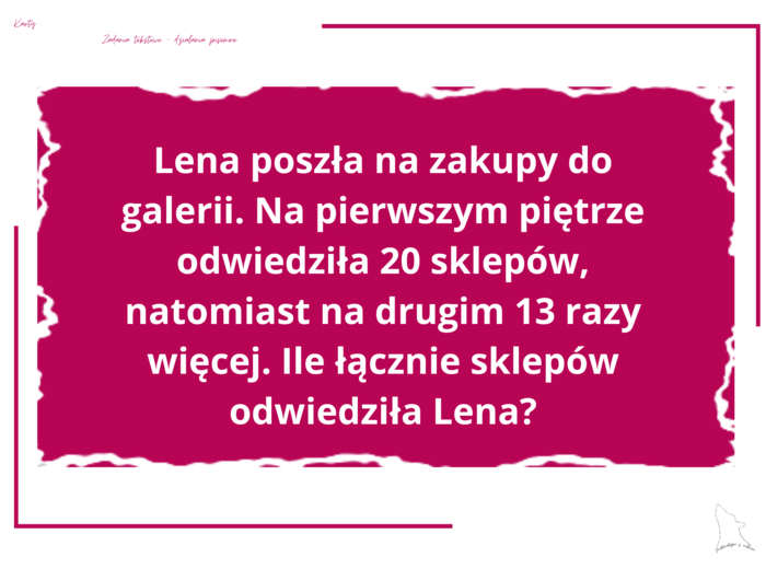 Karty z zadaniami tekstowymi (działania pisemne bez dzielenia )