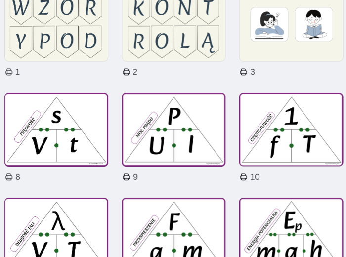 Gazetka - wzory pod kontrolą - mnemotechnika do przekształcania wzorów fizycznych.