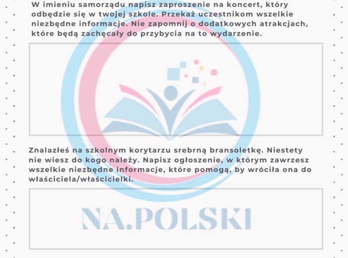 Ćwiczenie pisarskie - krótkie formy wypowiedzi