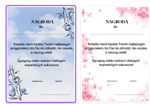 Wklejka do książki - dwa wzory widoczne na zdjęciu