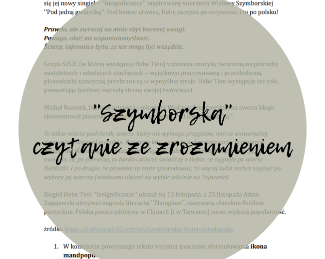 "Szymborska" (czytanie ze zrozumieniem)