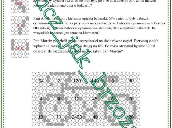 Równania, rozwiązywanie zadań z treścią, kodowana karta pracy, praca indywidualna, klasa 7 i 8