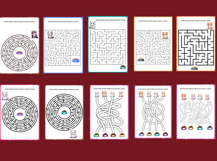 🖤🐱DZIEŃ KOTA - labirynty - 10 wersji - Dzień Czarnego Kota