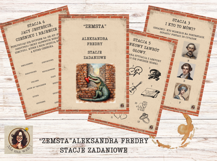 Stacje zadaniowe do "Zemsty" Aleksandra Fredry.