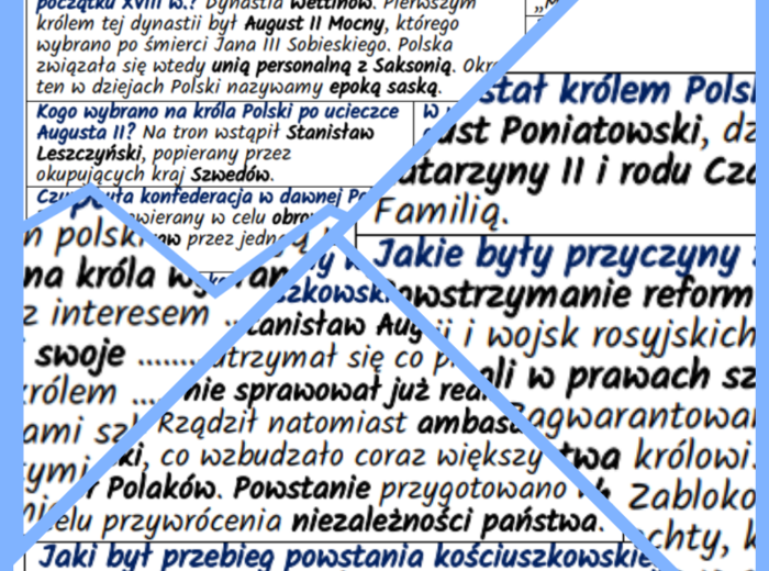 Polska w XVIII w.: Wettinowie, rozbiory, oświecenie. Komplet notatek i kart pracy