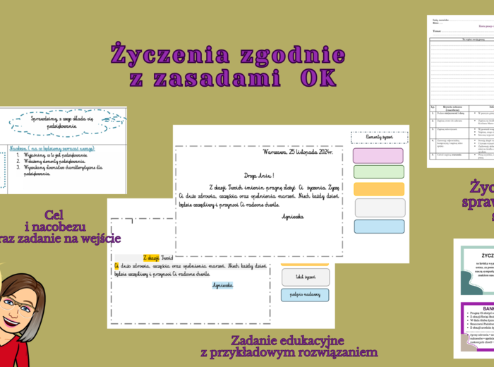 Życzenia w kl. IV-VI- karty pracy , ocenianie kształtujące