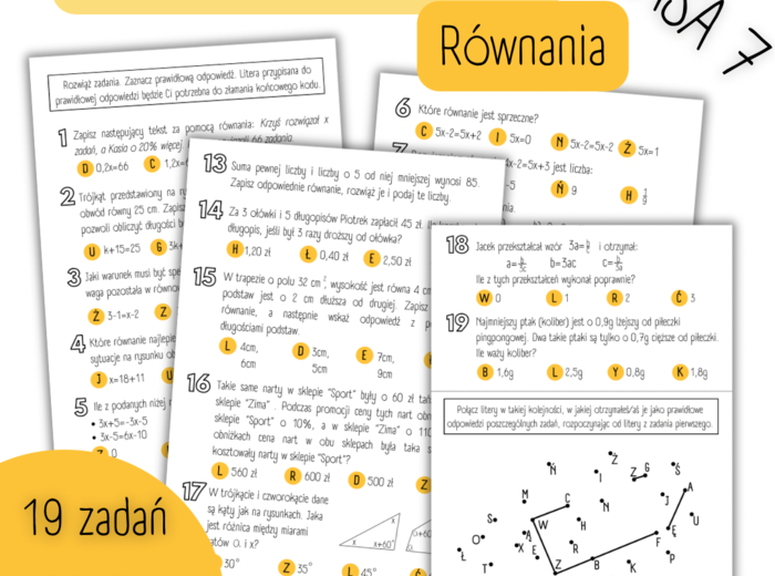 POWTÓRZENIE MATERIAŁU – Równania – KLASA 7