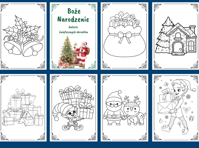BOŻE NARODZENIE - kolorowanka – kolorowanki – biblioteka – świetlica – przedszkole – 30 wersji