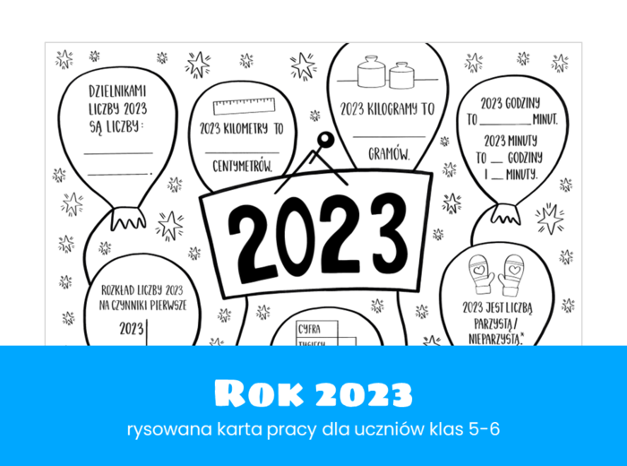 Matematyka. Klasa 5. Klasa 6. Szkoła podstawowa. Rok 2023. Rysowana karta pracy. Powtórzenie wiadomości.