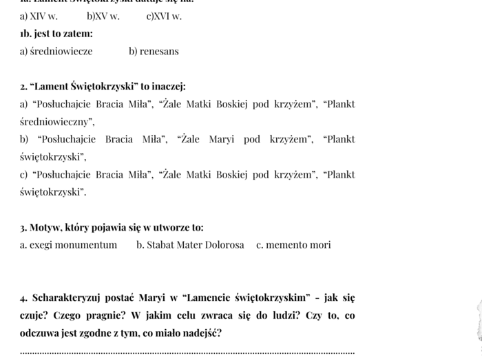 Lament świętokrzyski - opracowanie maturalne 7 stron