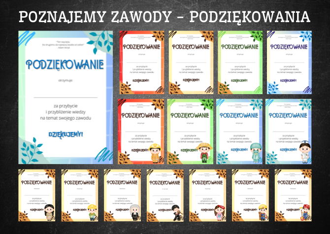 Poznajmy zawody - podziękowania - 26 szt