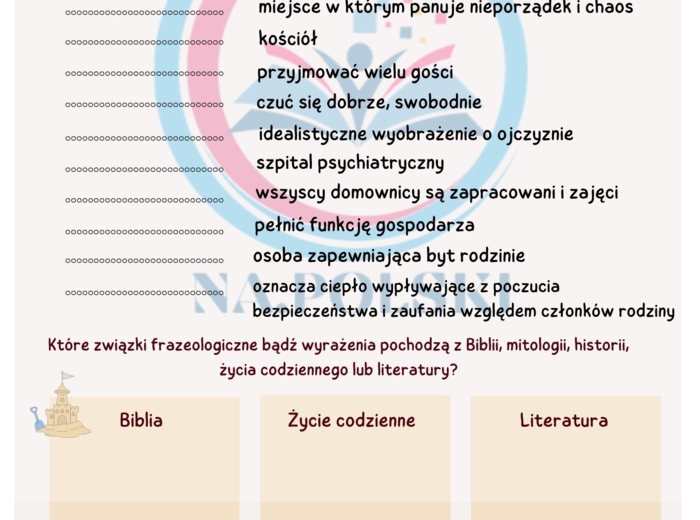 Związki frazeologiczne - DOM - ćwiczenia