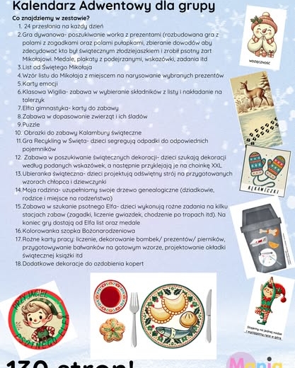 Kalendarz Adwentowy dla grupy przedszkolnej
