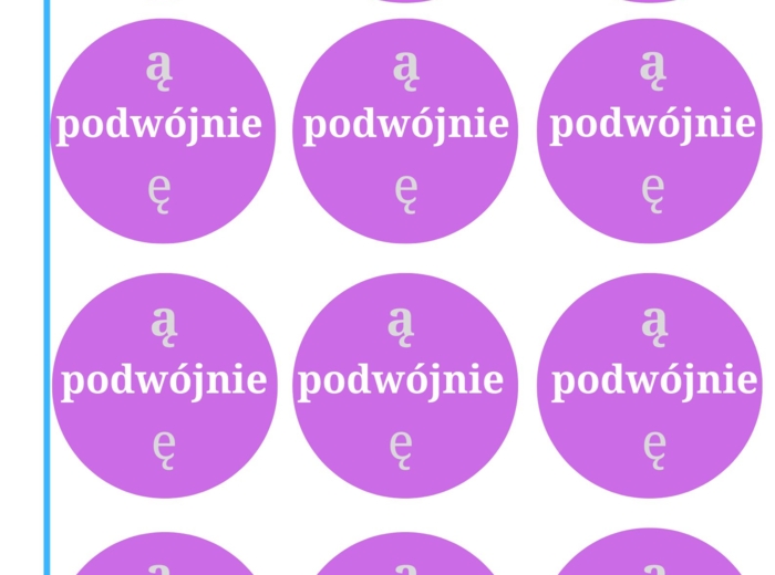 Podwójnie wyrazy z ą,ę - ortograficzna gra typu dobble