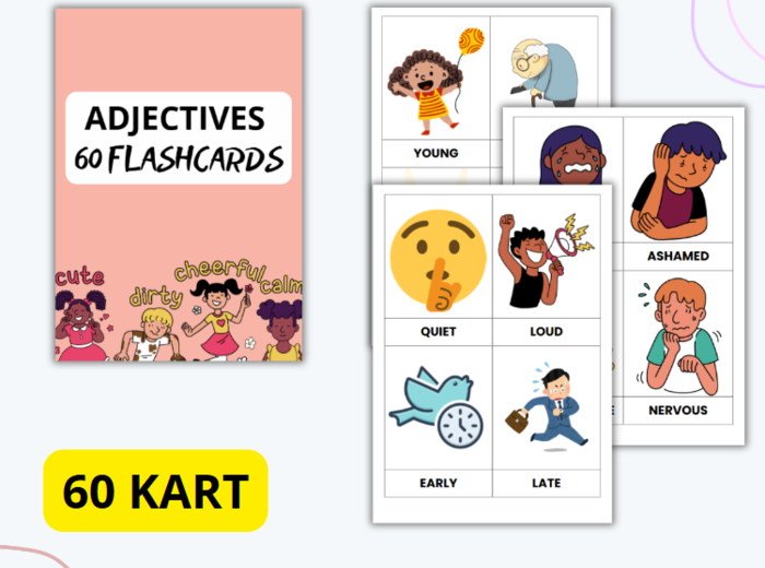 PRZYMIOTNIKI PO ANGIELSKU, FISZKI, FLASHCARDS, ENGLISH