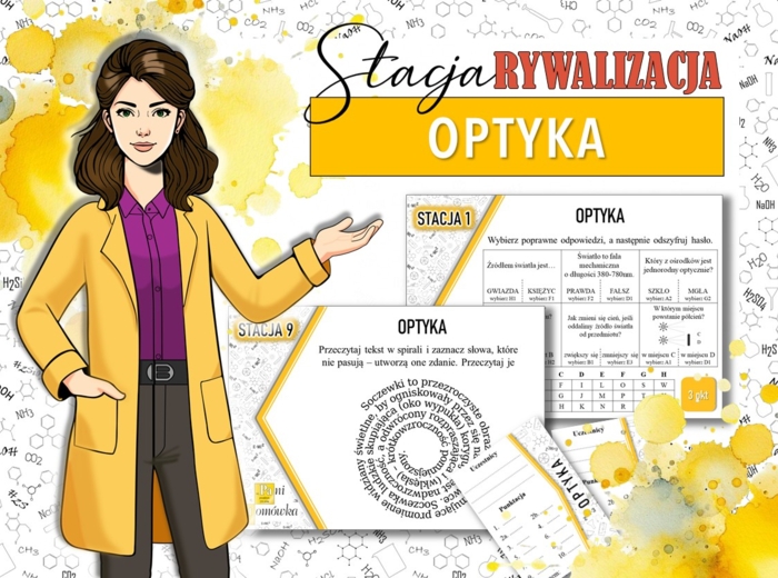 Stacja: RYWALIZACJA! Klasa 8. Fizyka. Optyka. Powtórzenie wiadomości. Stacje zadaniowe. Praca grupowa. Zadanie. Gra dydaktyczna. MOC powtórki.