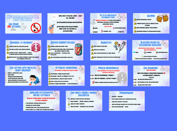 Nie wszystko, co popularne, jest bezpieczne -Jak mówić NIE używkom/ Edukacja zdrowotna