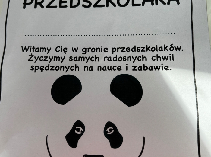 Dyplom pasowania na przedszkolaka - Panda