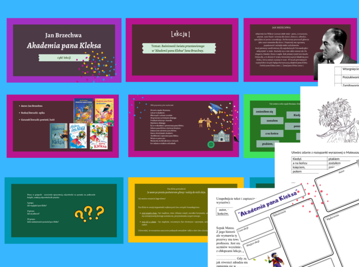 "AKADEMIA PANA KLEKSA" – cykl lekcji - prezentacja – 39 slajdów + 6 kart pracy