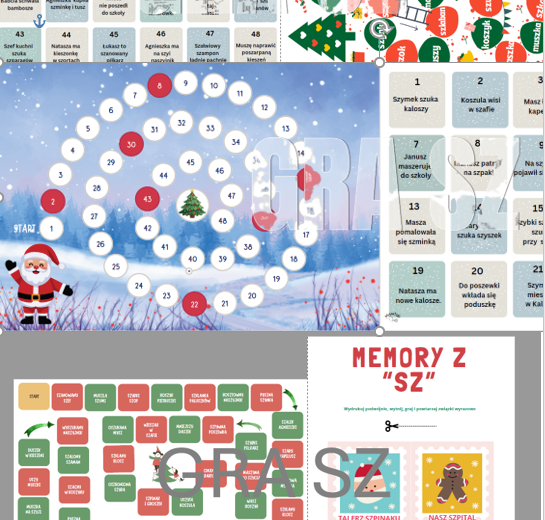 Świąteczne gry logopedyczne - głoska sz