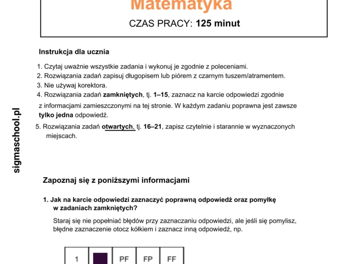 Próbny Arkusz Ósmoklasisty – Matematyka 2026 – Zgodny z CKE (+ Odpowiedzi)