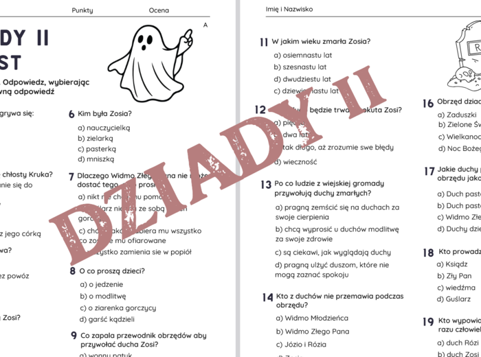 "Dziady II" - test znajomości lektury