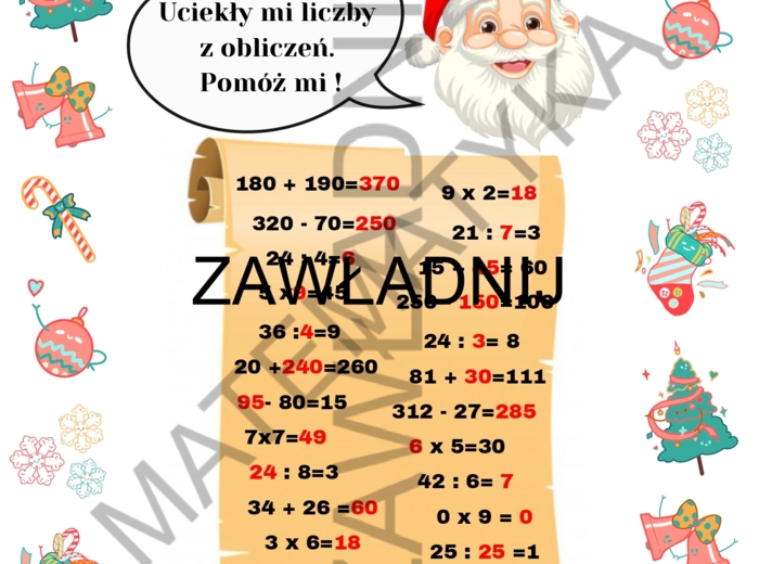MATEMATYCZNY KALENDARZ ADWENTOWY