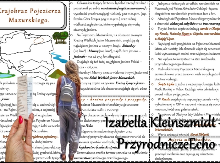 Książeczka/sketchnotka/notatka/wklejka/streszczenie dla ucznia i przypomnienie dla nauczyciela/edukacja domowa/materiał w pigułce. Temat „Krajobraz Pojezierza Mazurskiego” w pdf. Geografia 5, dział „Krajobrazy Polski”. Nowość 2024/2025.