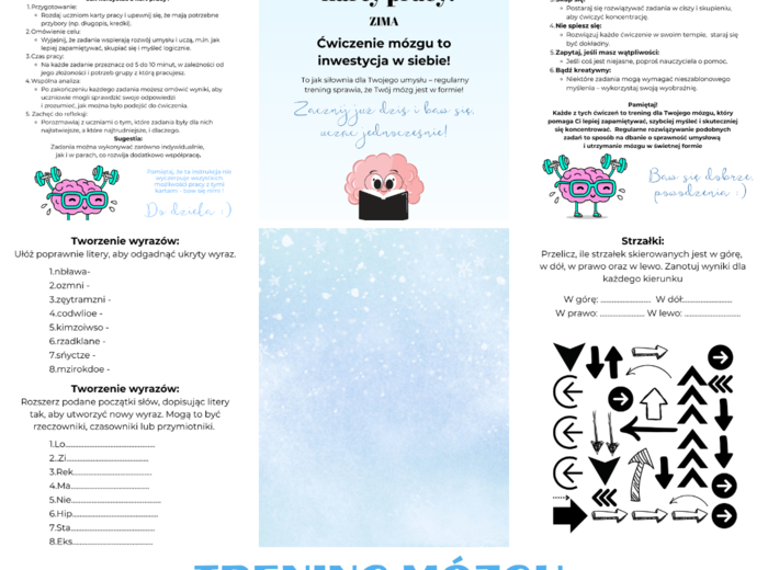 Trening mózgu - seria zima KARTY PRACY